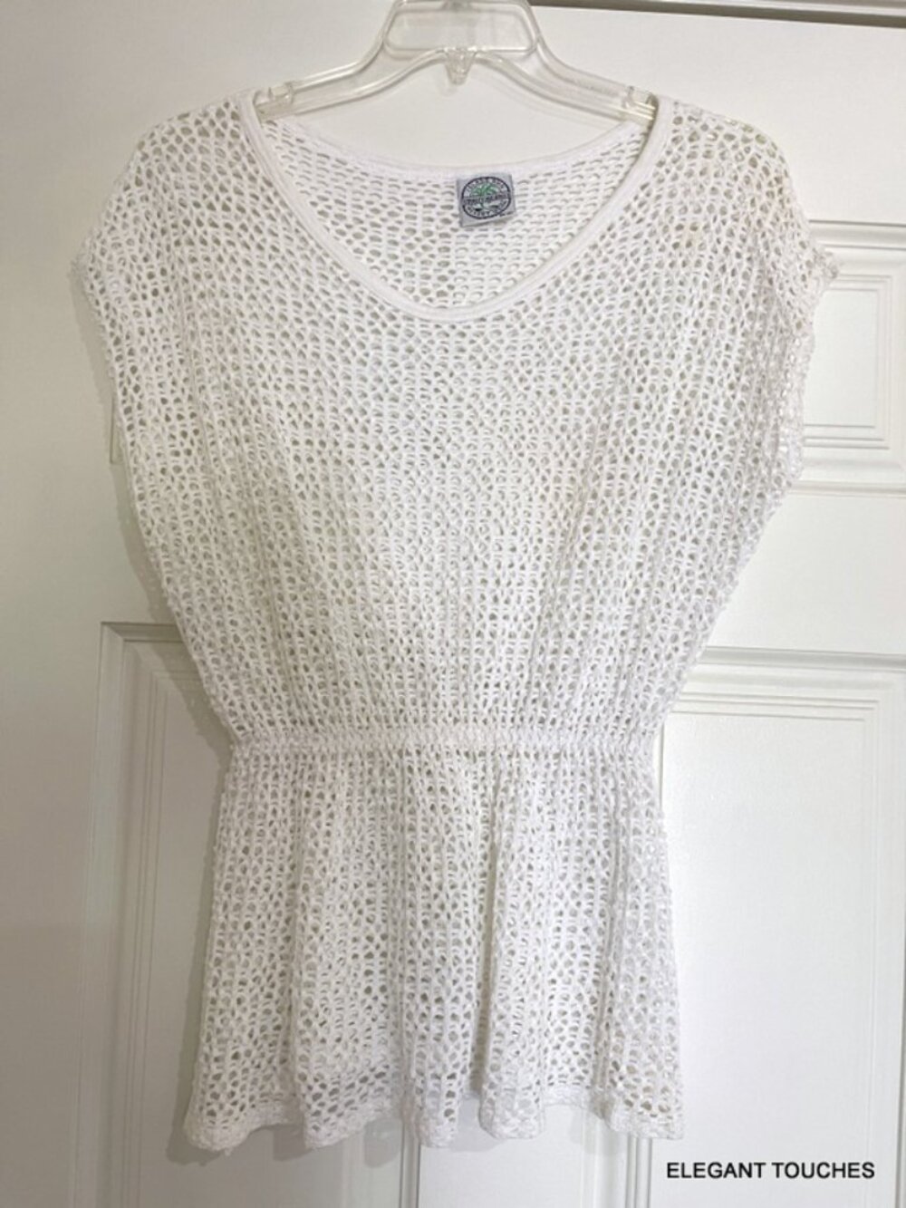Stanley Michaels Open Knit Crochet Swim Bikini Cover Up Top S / M White Beachy